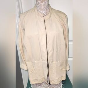 RuffHewn Women's Beige Long Sleeve Jacket Full Zip Front Elastic 2X
